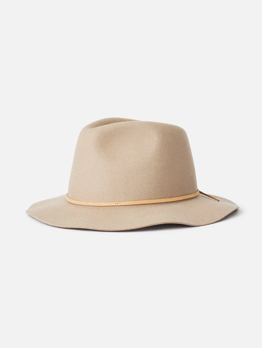 Brixton Felt Fedora Hat Wool Leather Tan Wide Brim Size Medium (7, 56cm)